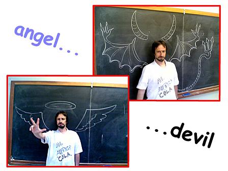 il professor Colavolpe con profilo angelico e diavolesco. elaborazione by Marco Mordini